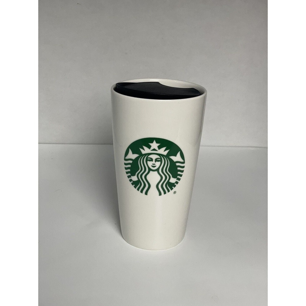 Starbucks 2021 Ceramic Travel Tumbler Mug With Lid 12oz Mermaid Siren Logo Lid